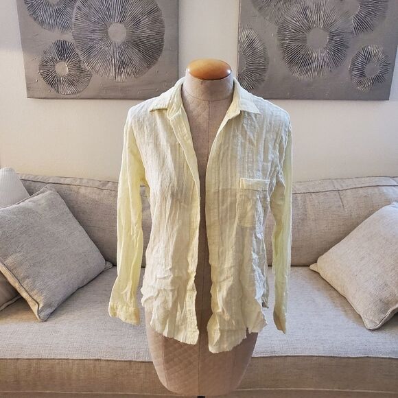 Socialite Raw Hem Shirt sz XS in Yellow - Picture 5 of 13